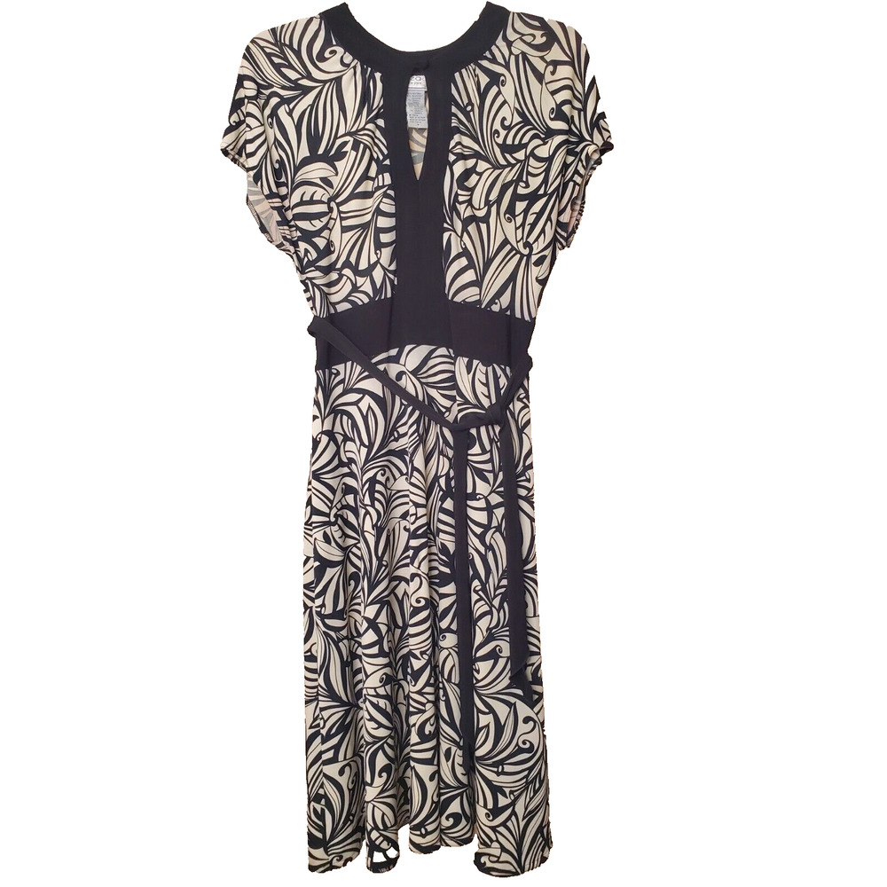 Eliza J New York Designer Womens Dress Black & White Floral Spandex w/ Tie Sz 8